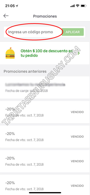 Código promocional Uber Eats Uruguay